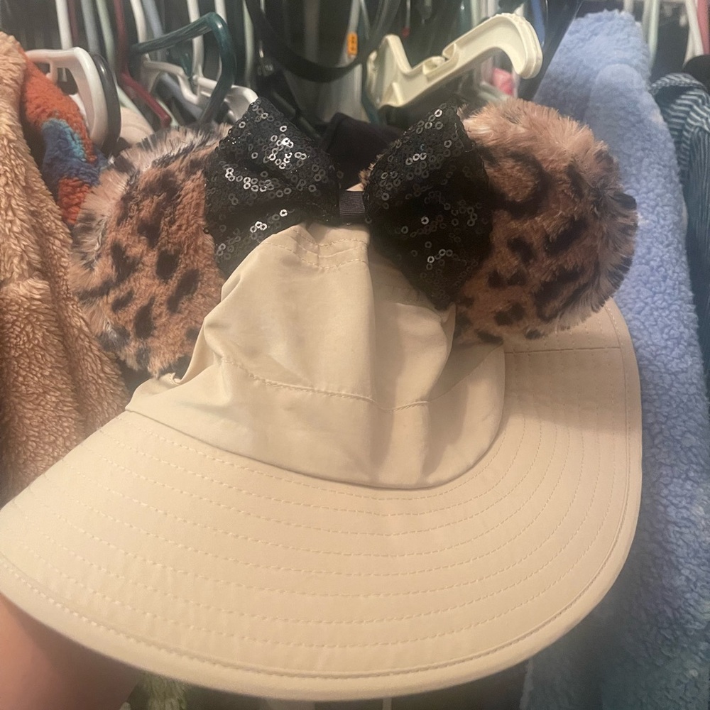 Leopard Print Ears with Sequin Bow Hat
